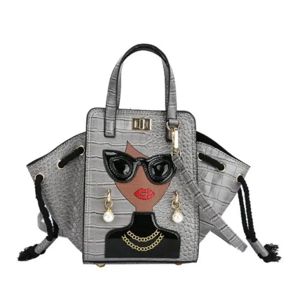 Vintage Style Square Shaped Handbag In Gray